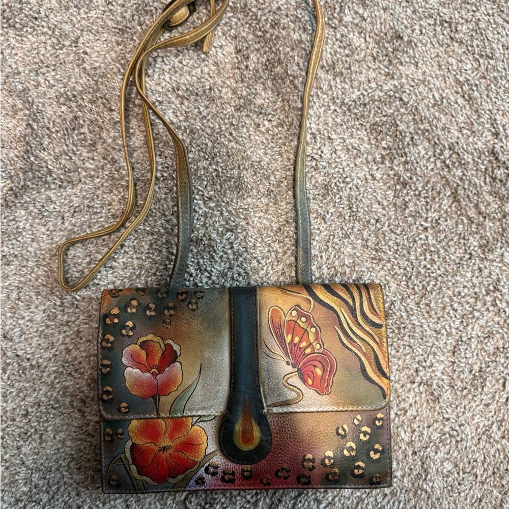 Anuschka Multicolor Floral Crossbody Bag